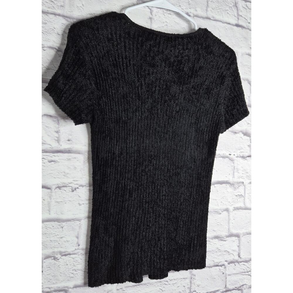 VTG 90s Emanuel Ungaro Black Ribbed Chenille Top M Made in USA Designer Knit - Picture 5 of 7